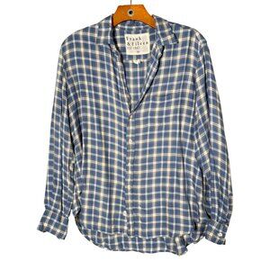 Frank & Eileen "Eileen" Button Down Shirt Blue White Plaid Modal Everyday  M